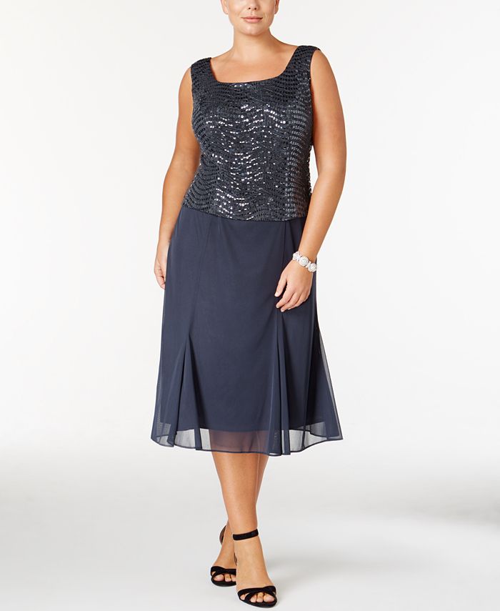 Alex Evenings Plus Size Sequined Chiffon Dress and Jacket - Macy's