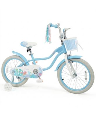 18 Inch Princess Of The Sea Kids' Bike With Adjustable Saddle And Removable Training Wheels, Ages 4-8