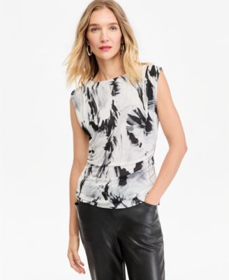 Women's Sleeveless Printed Mesh Top