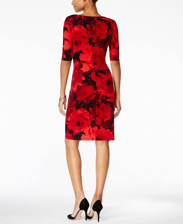 Connected Petite Floral-Print Ruched Dress - Macy's