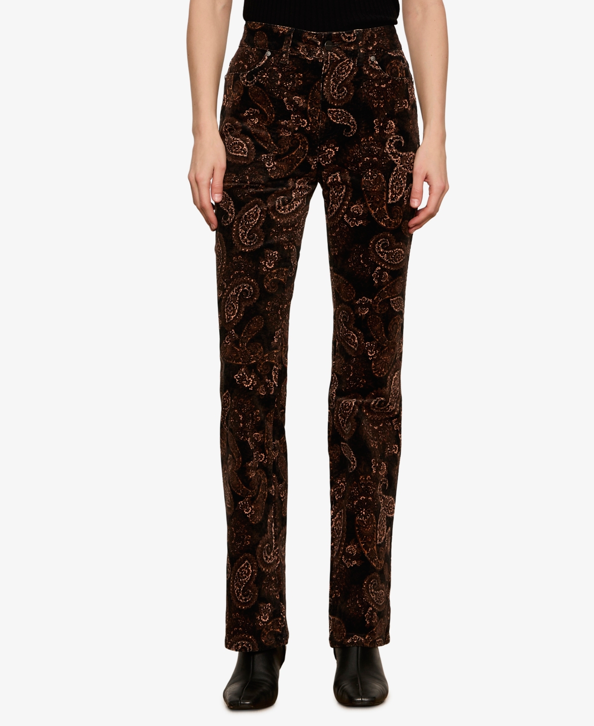 Sanctuary Petite Play Date Velvet-Paisley Bootcut Pants