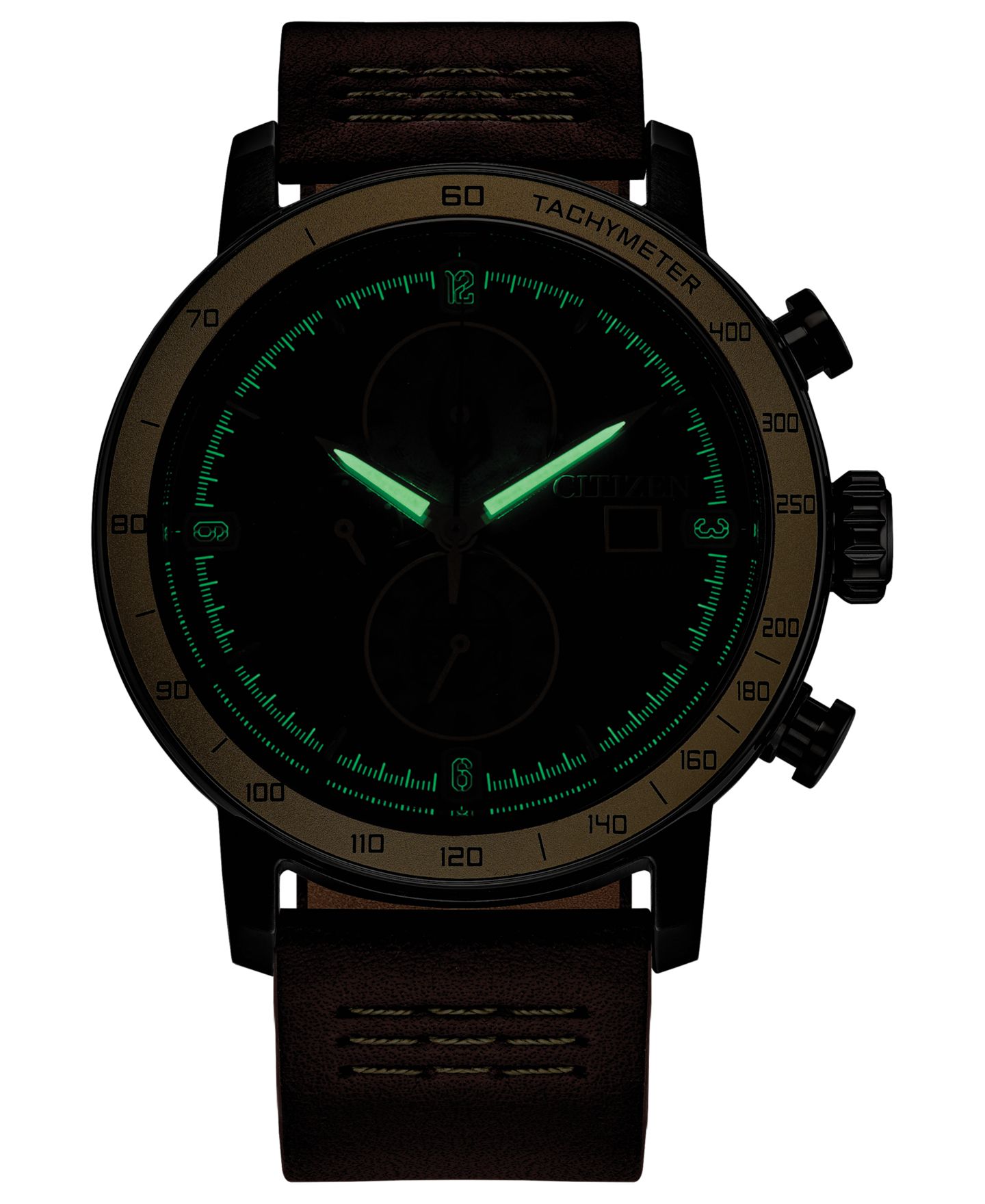 Мужские часы Citizen Mandalorian Brown Leather Strap Watch 44mm — фото 4