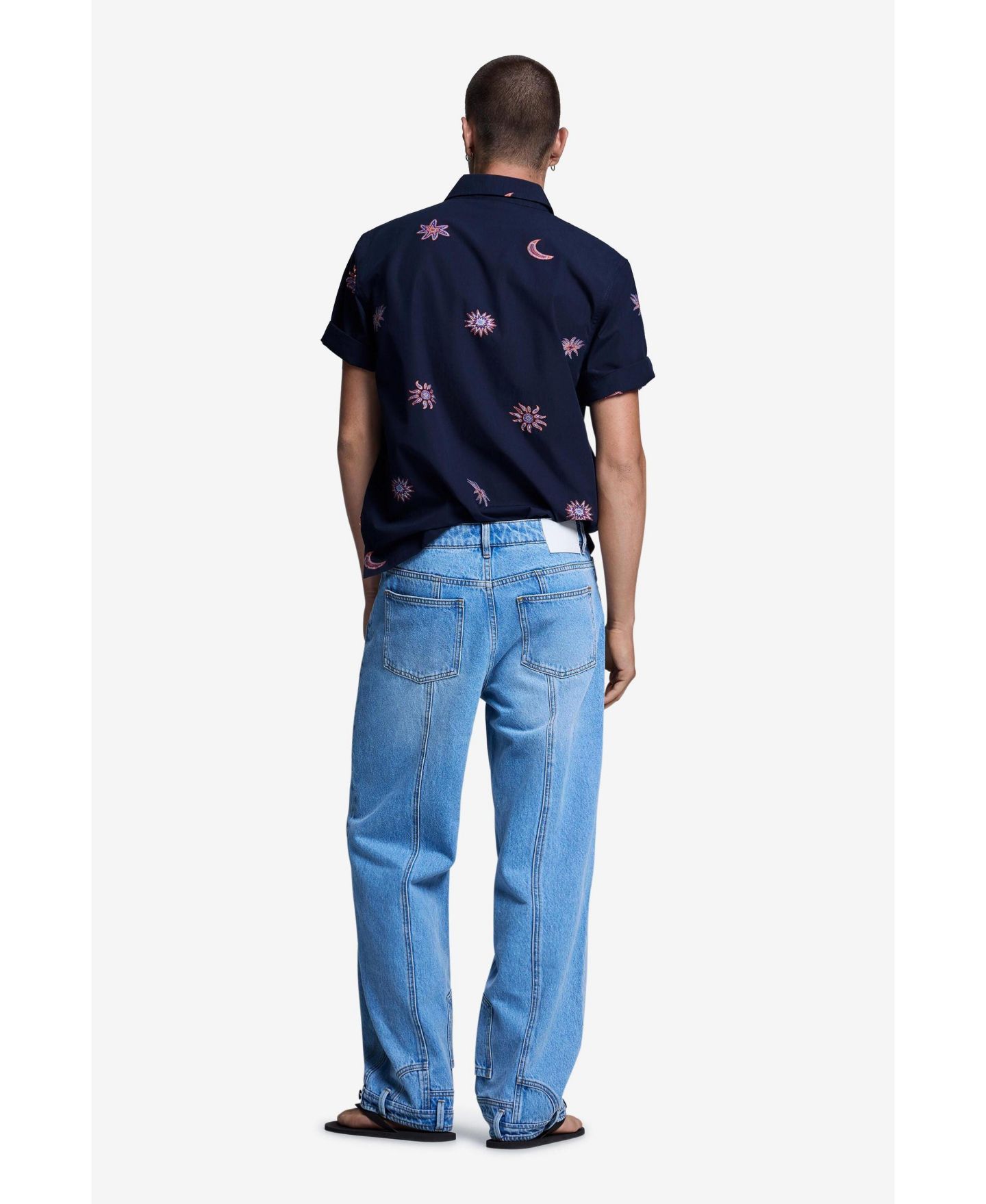 Мужские джинсы Desigual Wide-Leg Straight-Leg Denim Jeans, цвет: Средний синий — фото 5