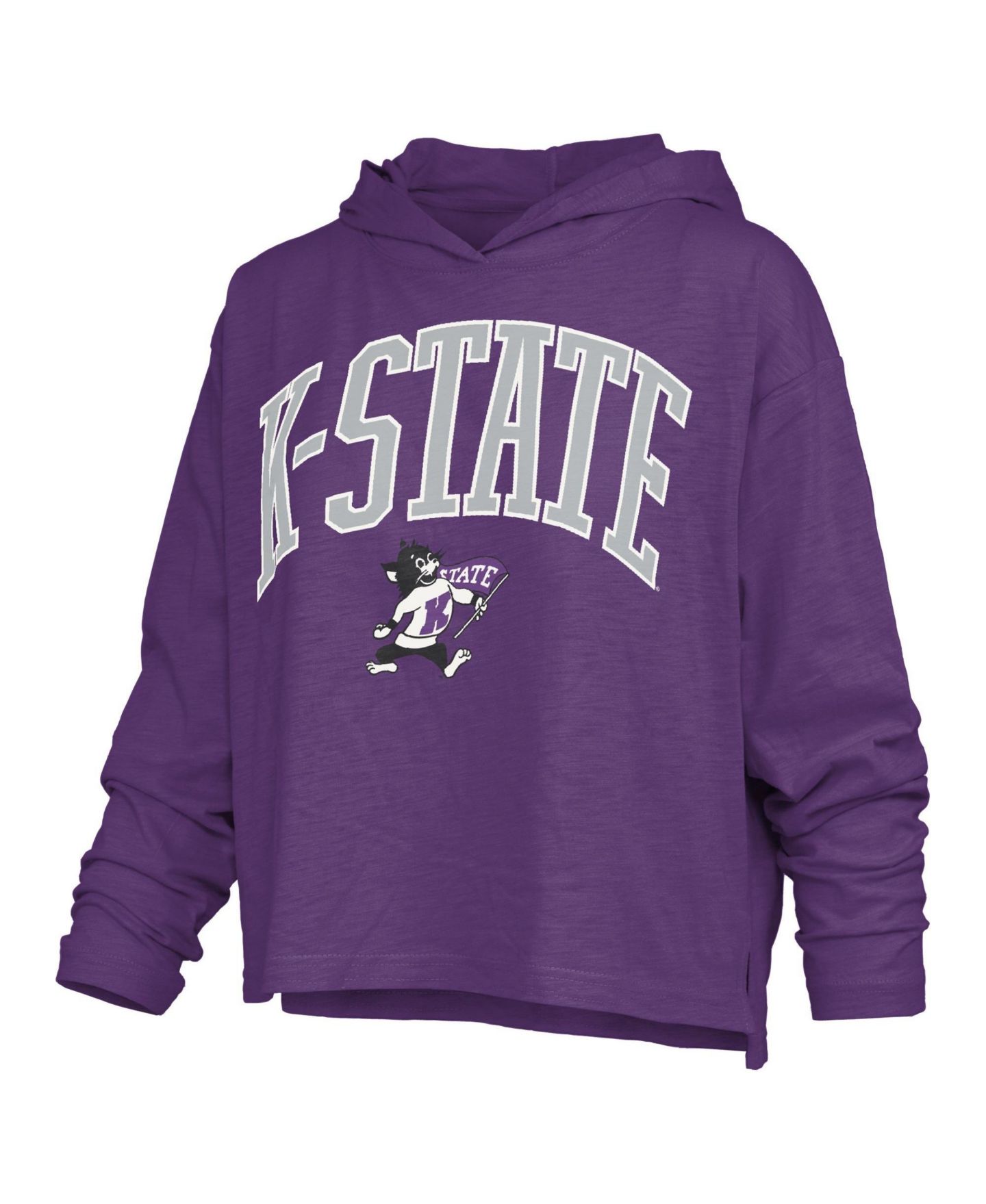Женская футболка Pressbox Kansas State Wildcats Nelson Hooded Long-Sleeve Slub — фото 2