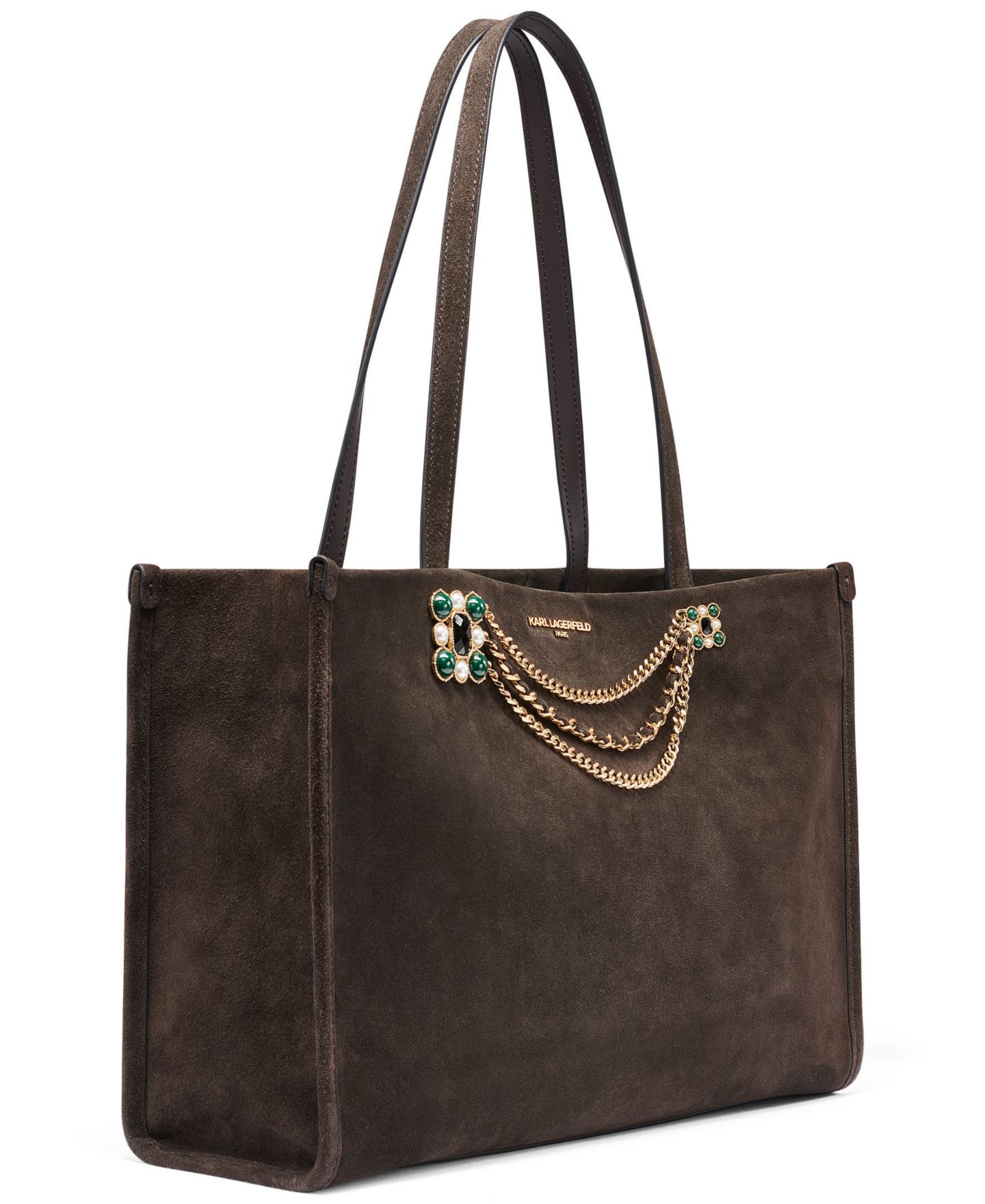 Женская сумка KARL LAGERFELD PARIS Jade Suede Large Tote, цвет: Fudge — фото 5