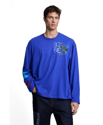 Men's Long-Sleeve Crew Neck Graphic-Print T-Shirt