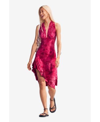 Women's Flocked halter dress