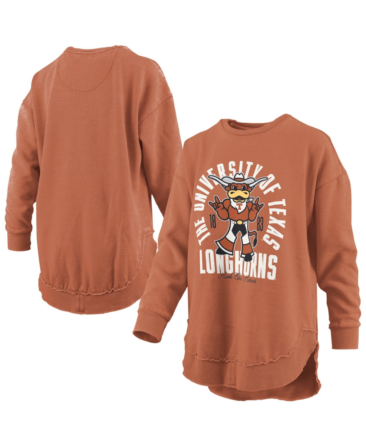 Pressbox Women's Blitz Graphic Dropped-Shoulder Fleece-Lined Crewneck Sweatshirt - Texas Orange