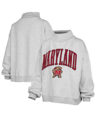 Women's Maryland Terrapins Nelson Texture Lingo Mock Neck Dropped Shoulders Sweatshirt