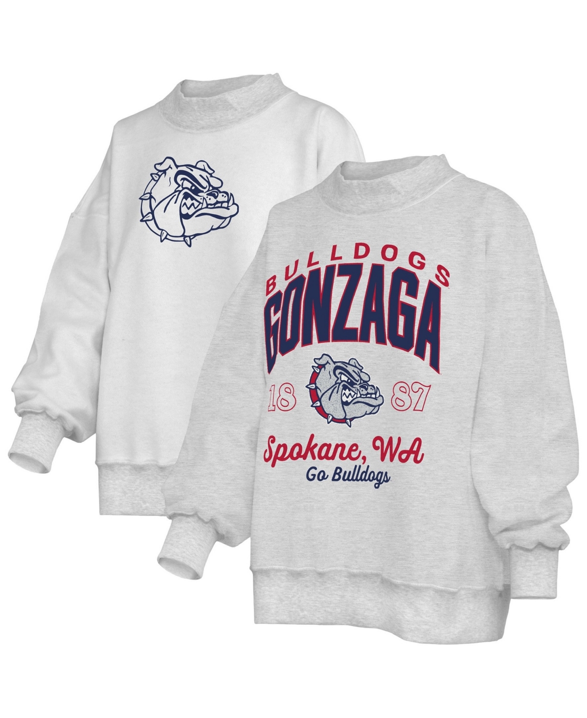 Pressbox Women's Gonzaga Bulldogs Reversible Mock Neck Sweatshirt In Heather Gray
