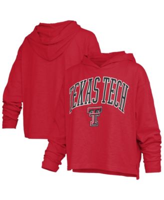 Women's Texas Tech Red Raiders Nelson Arch Over Logo Hooded Oversized Slub Long-Sleeve T-Shirt