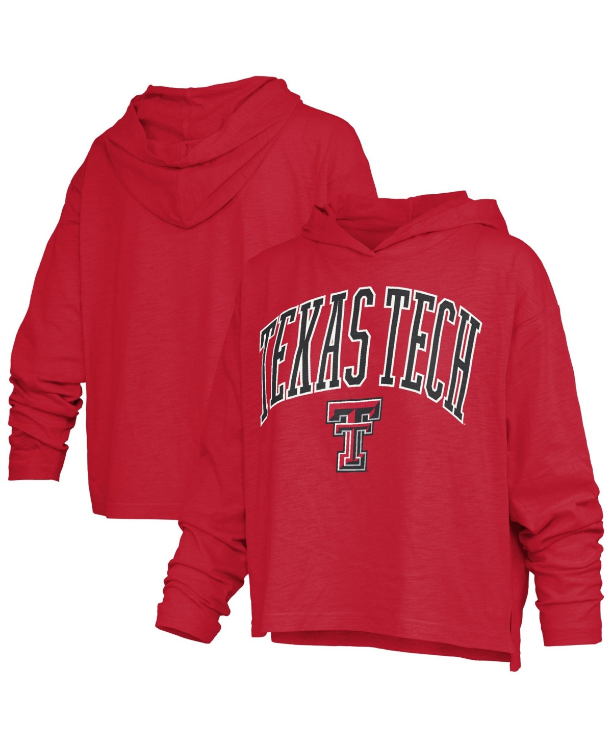 Pressbox Women's Texas Tech Red Raiders Nelson Arch Over Logo Hooded Oversized Slub Long-Sleeve T-Shirt