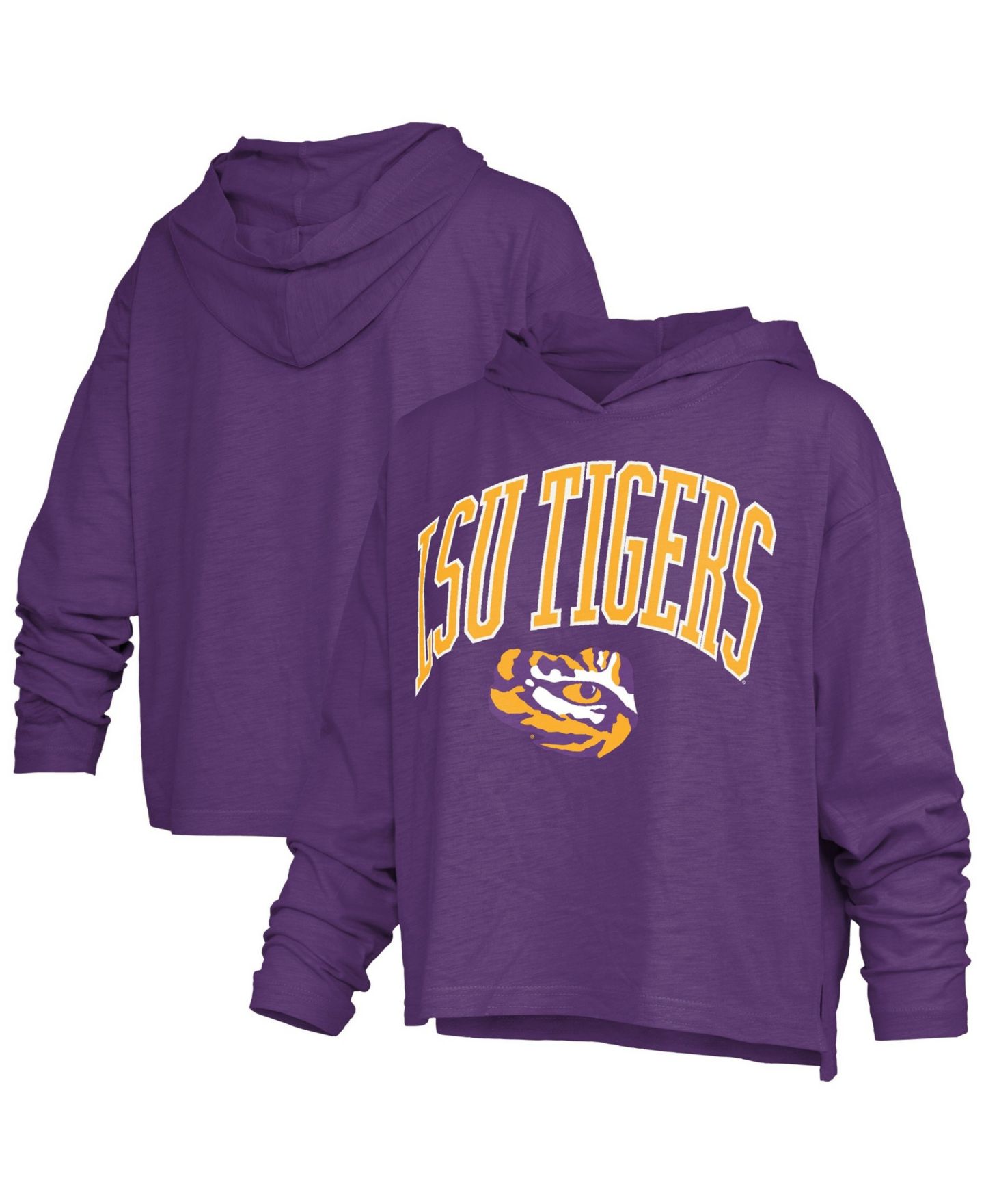 Женская футболка Pressbox Nelson LSU Tigers Relaxed-Fit Slub Long-Sleeve Hooded — фото 1