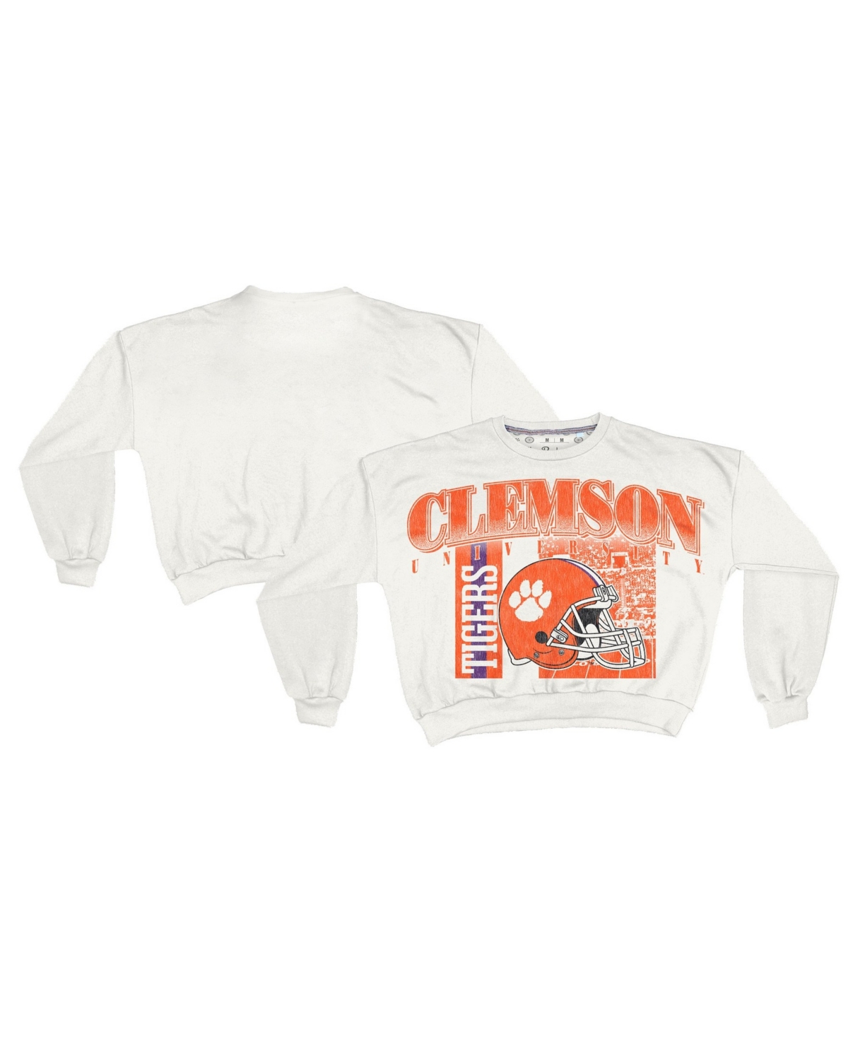 Pressbox Women's Clemson Tigers Janice Oversized Retro Sweatshirt - White