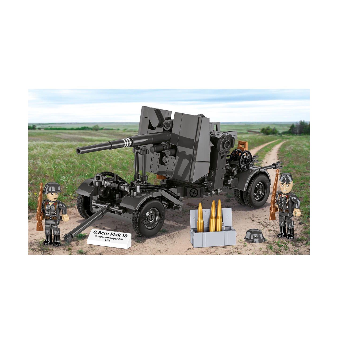 Детский конструктор COBI Historical Collection Wwii 8.8 cm Flak 18 with Carriage 360-Piece Building Set, Ages 9+ — фото 5