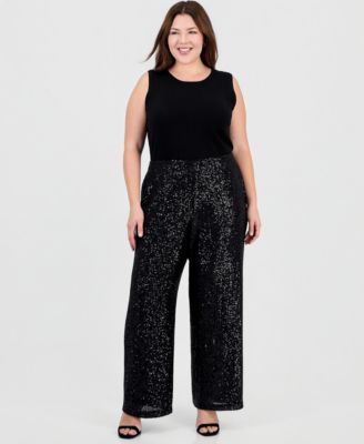 Plus Size Wide Leg Sequin Pants