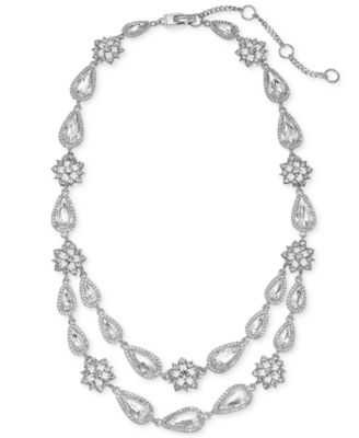 Women's Silver-Tone Crystal Multi-Row Drama Necklace