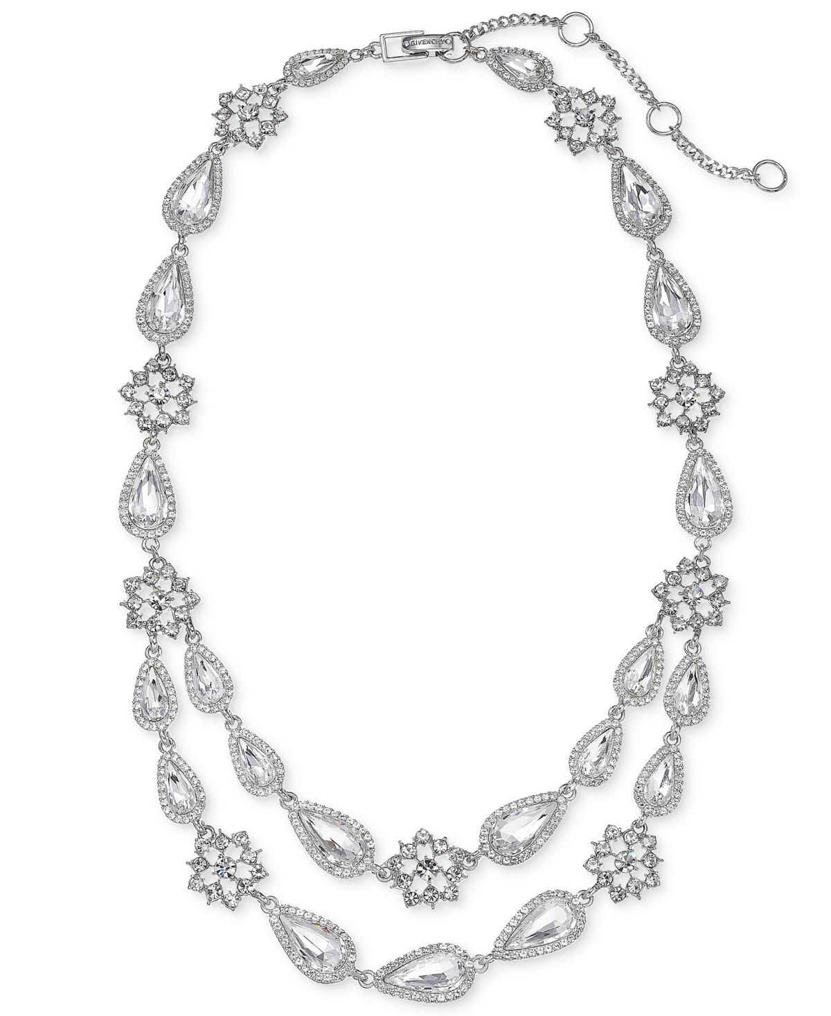 Givenchy Women's Silver-Tone Crystal Multi-Row Drama Necklace