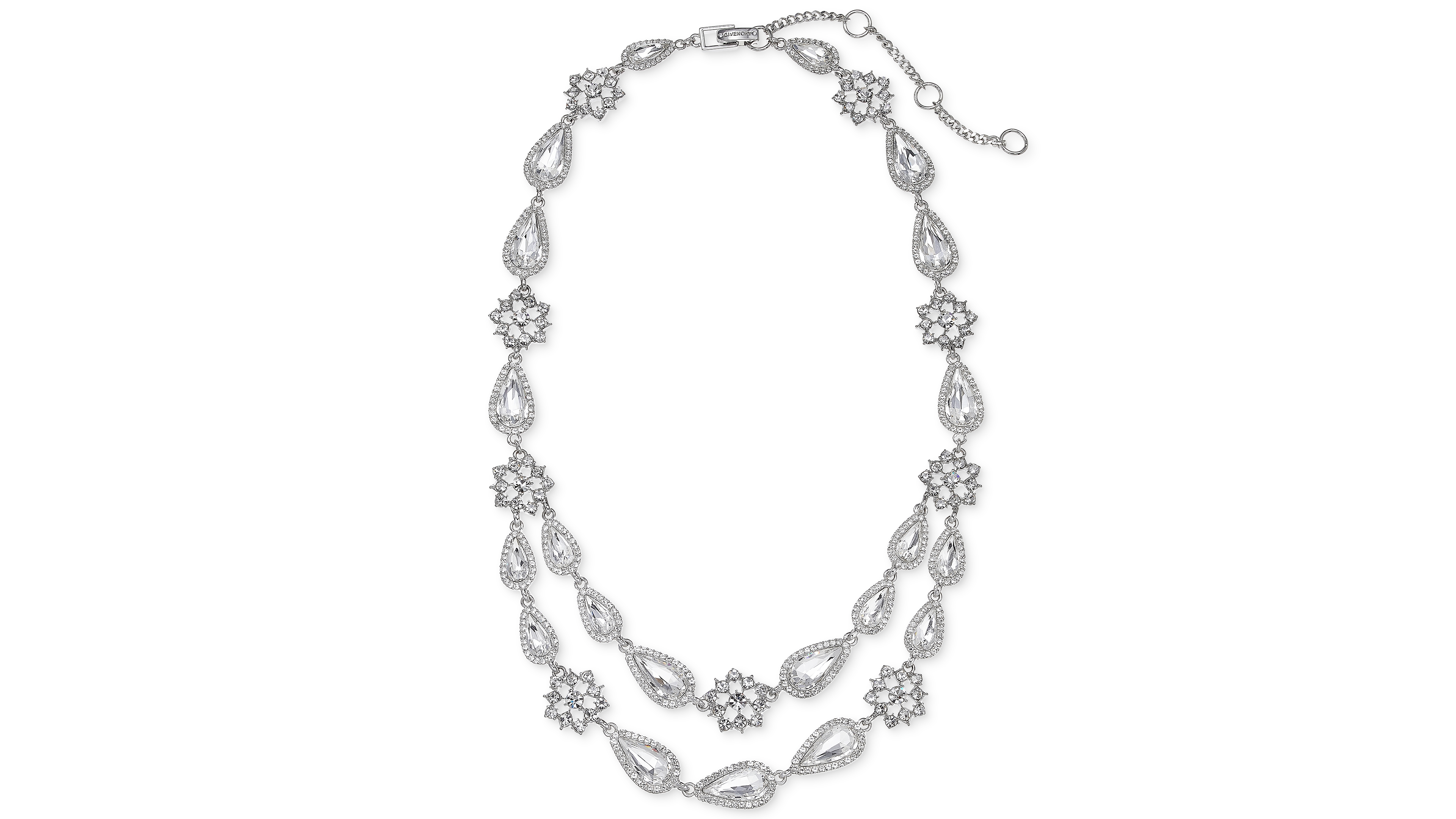 Givenchy Women's Silver-Tone Crystal Multi-Row Drama Necklace