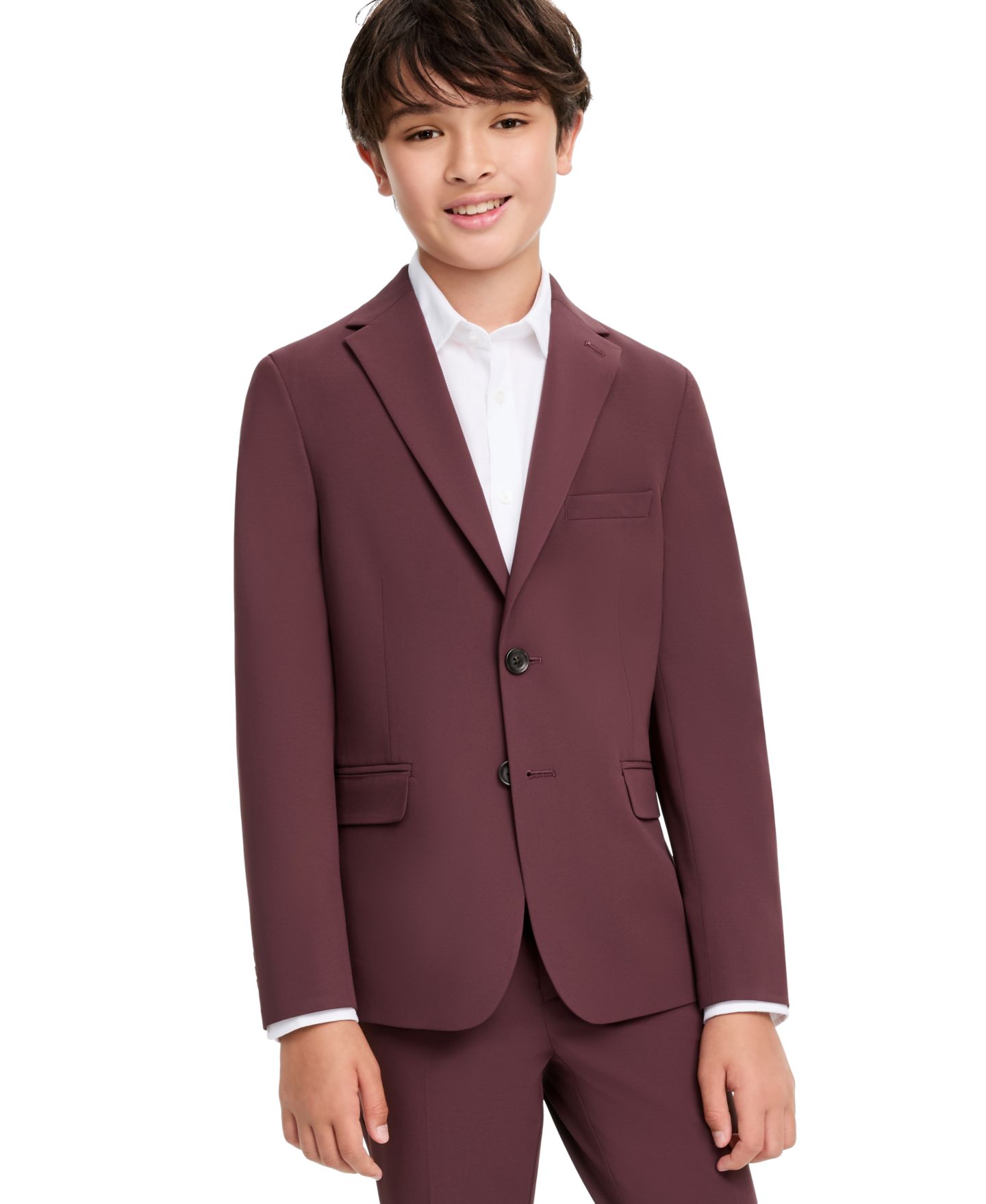Мужской комплект Kenneth Cole Reaction Slim Fit Stretch Suit, Jacket and Pants, 2-Piece Set, цвет: Бордовый — фото 2