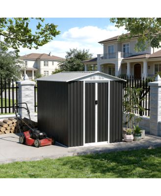  6x9 FEET Metal Garden Shed with Sliding Door and Apex Roof