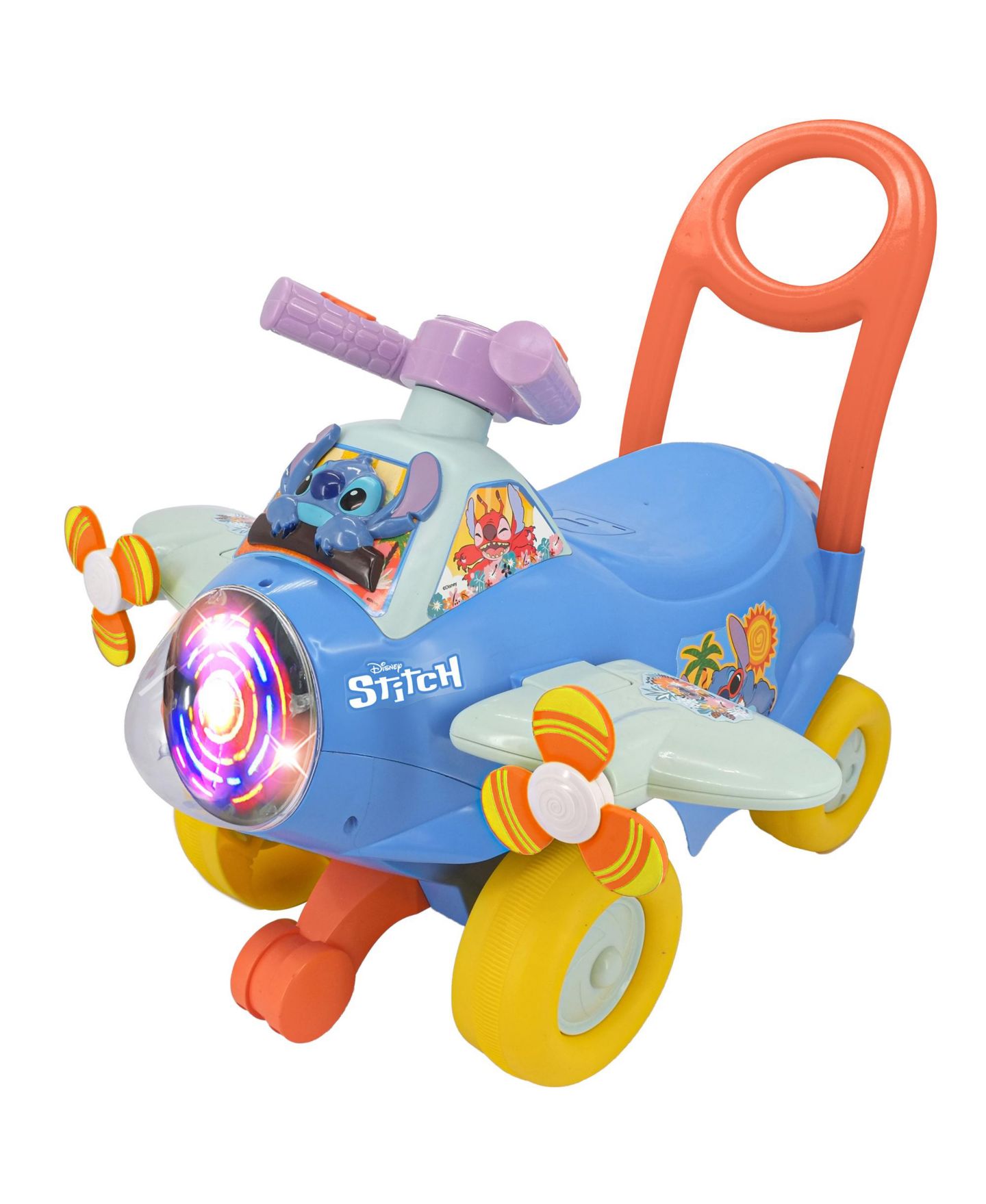 Детская игрушка Disney Stitch Spinning Lights Interactive Ride-On Plane, 20.06" x 17.32" x 16.34", Ages 1+ — фото 2