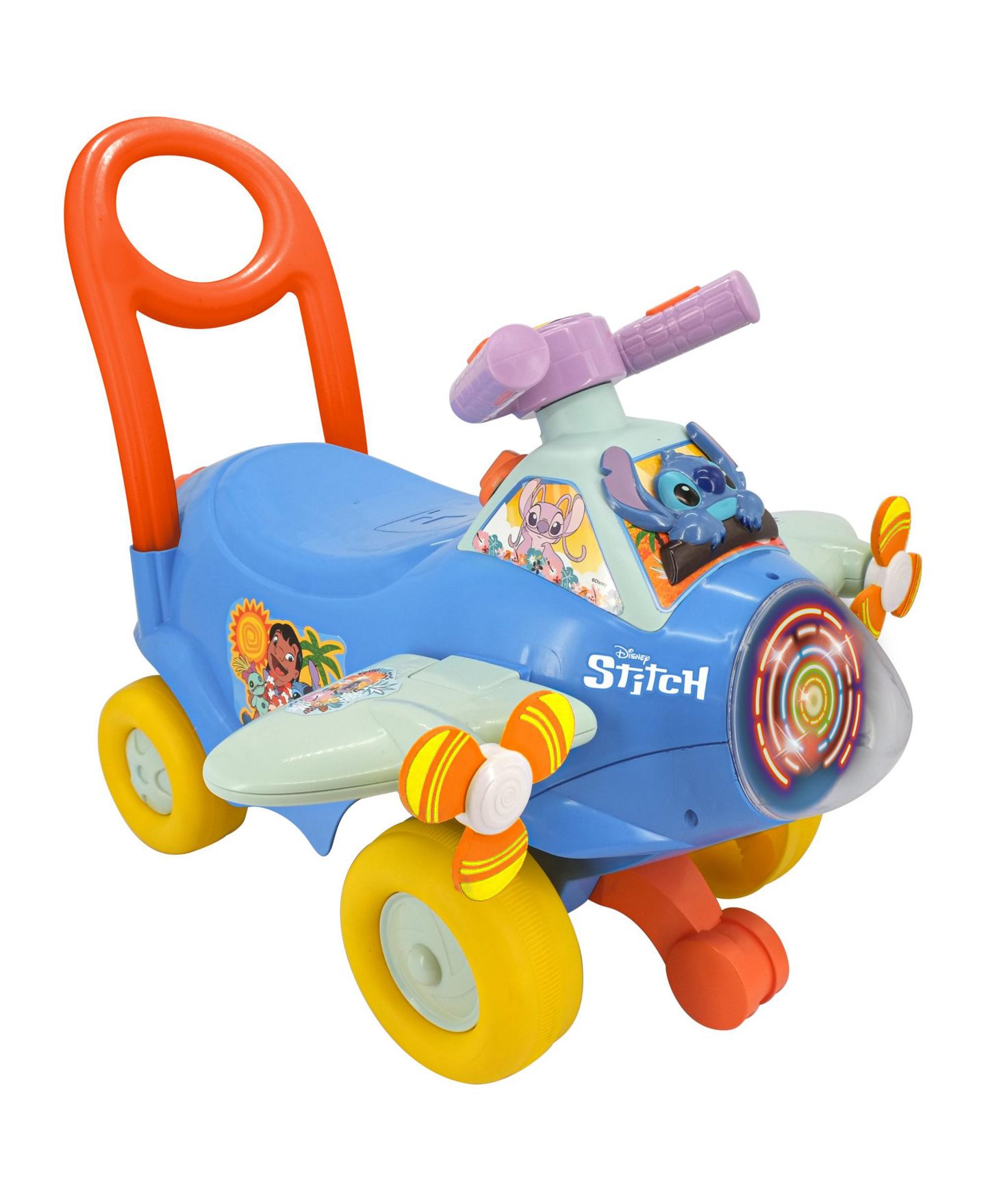 Детская игрушка Disney Stitch Spinning Lights Interactive Ride-On Plane, 20.06" x 17.32" x 16.34", Ages 1+ — фото 1