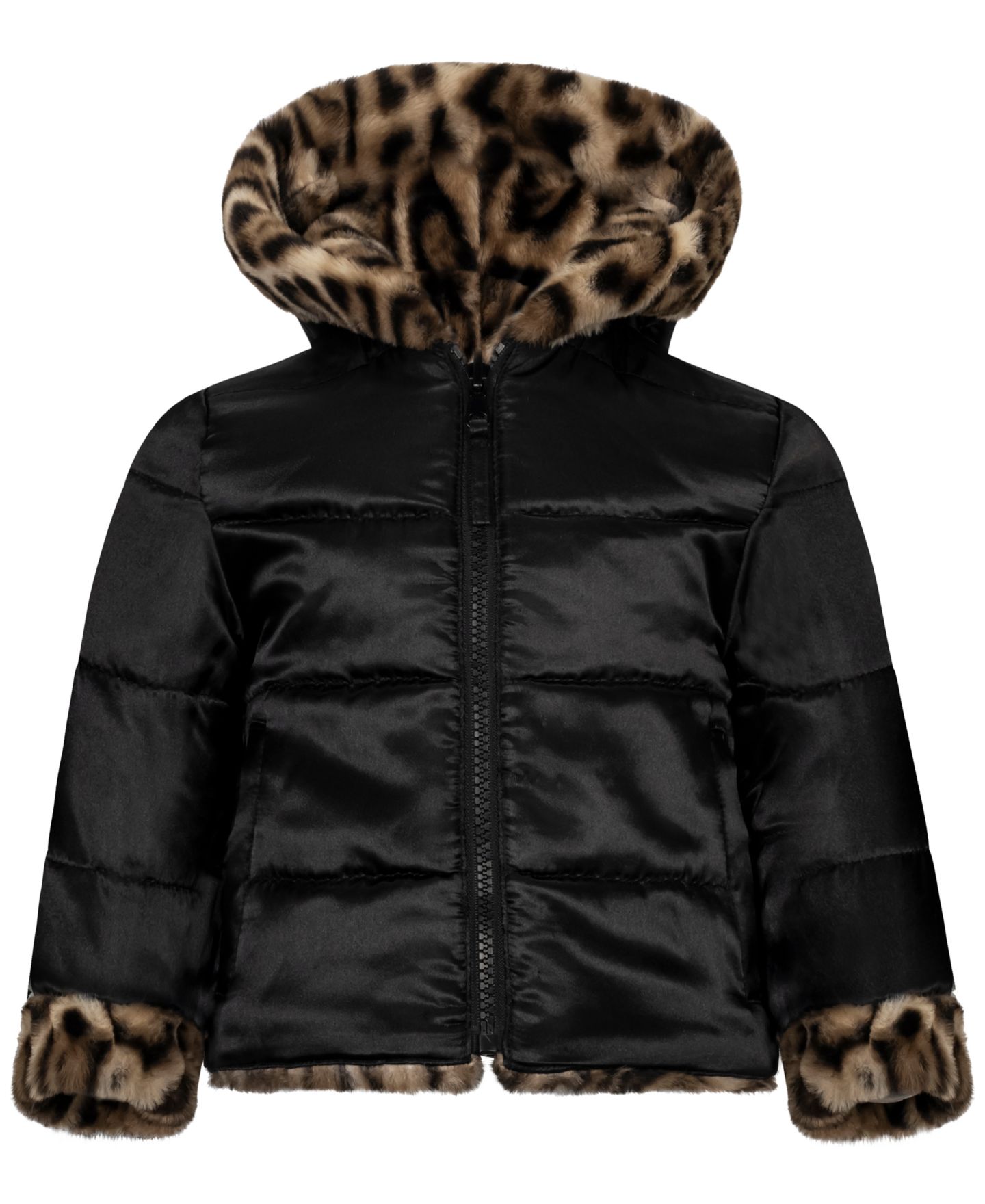 Куртка S Rothschild & CO Reversible Faux Fur Hooded Jacket для девочек-малышей, цвет: Cheetah — фото 3