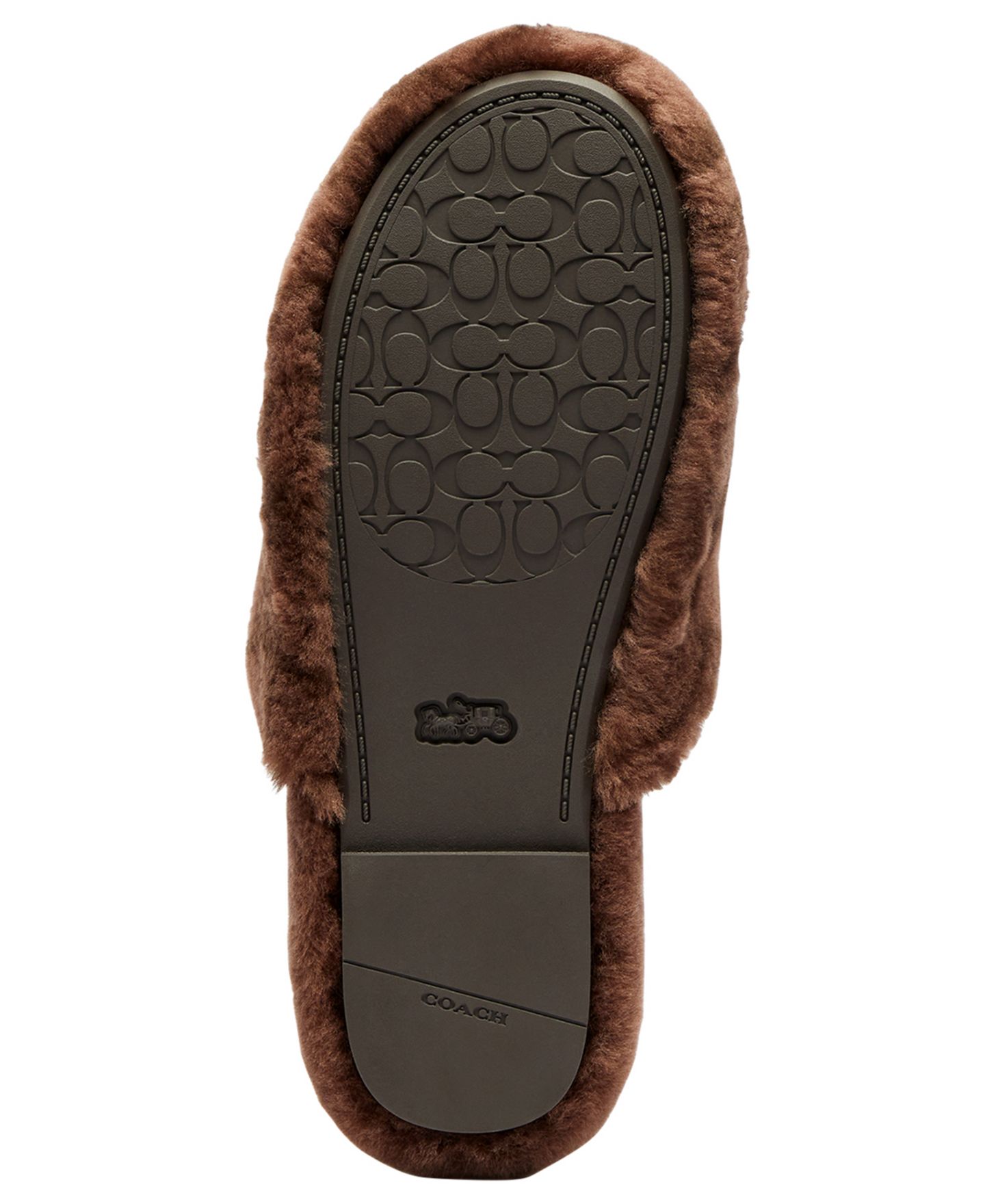 Женские тапочки-слипоны Coach Slipper In Signature с овчиной, цвет: Шоколадный — фото 5