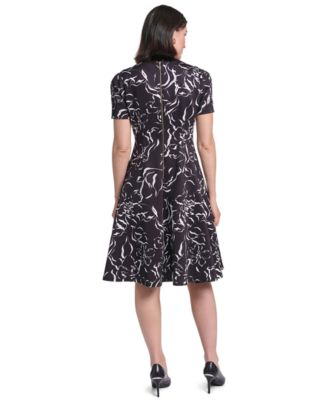 calvin klein black floral dress Women's Floral-Print Fit & Flare Midi Calvin Klein offers signature