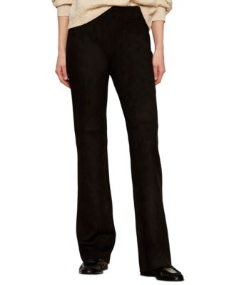 Petite Sashay Faux Suede Flared-Leg Mid-Rise Leggings Pants