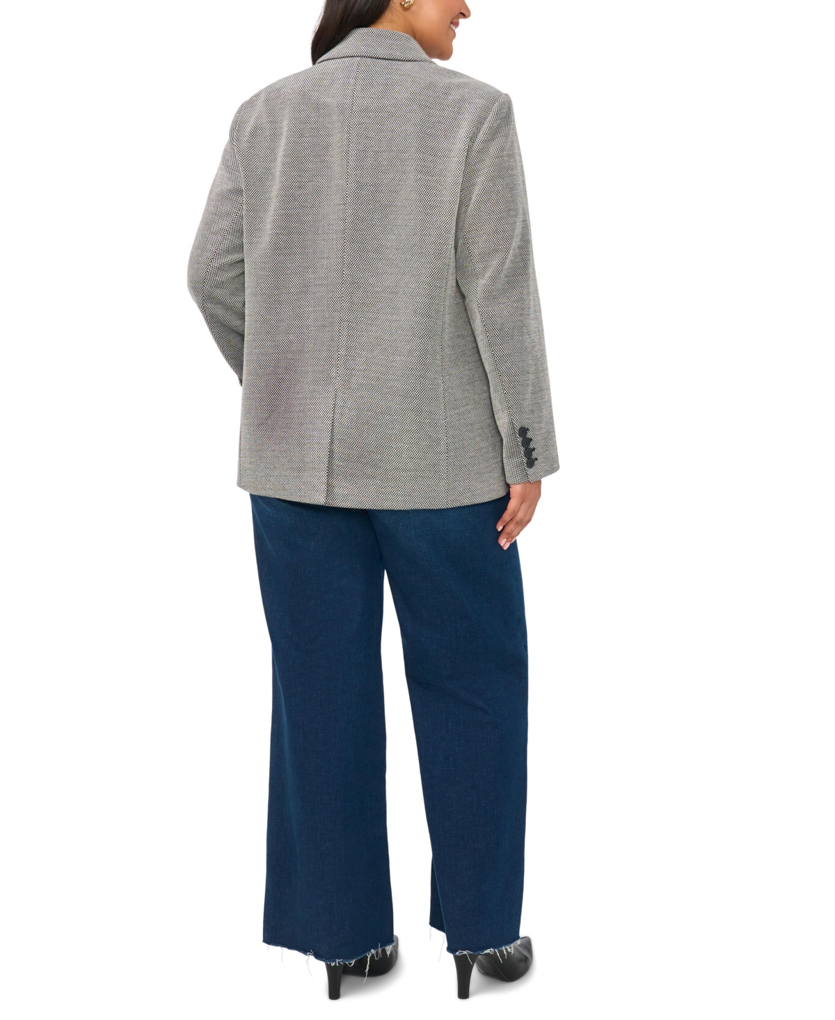 Vince Camuto Plus Single-Button Mid-Length Stretch Blazer