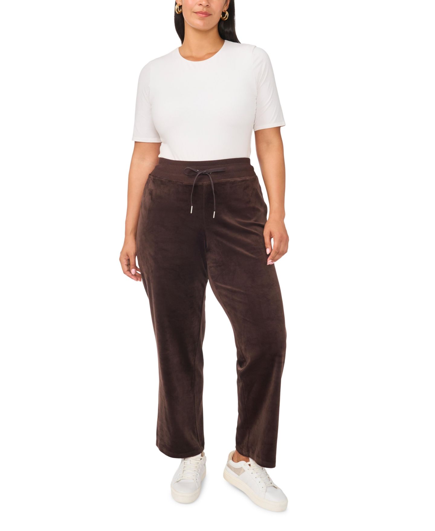 Женские брюки Vince Camuto Plus Size Velour Drawstring-Waist Straight-Leg, цвет: Какао — фото 2