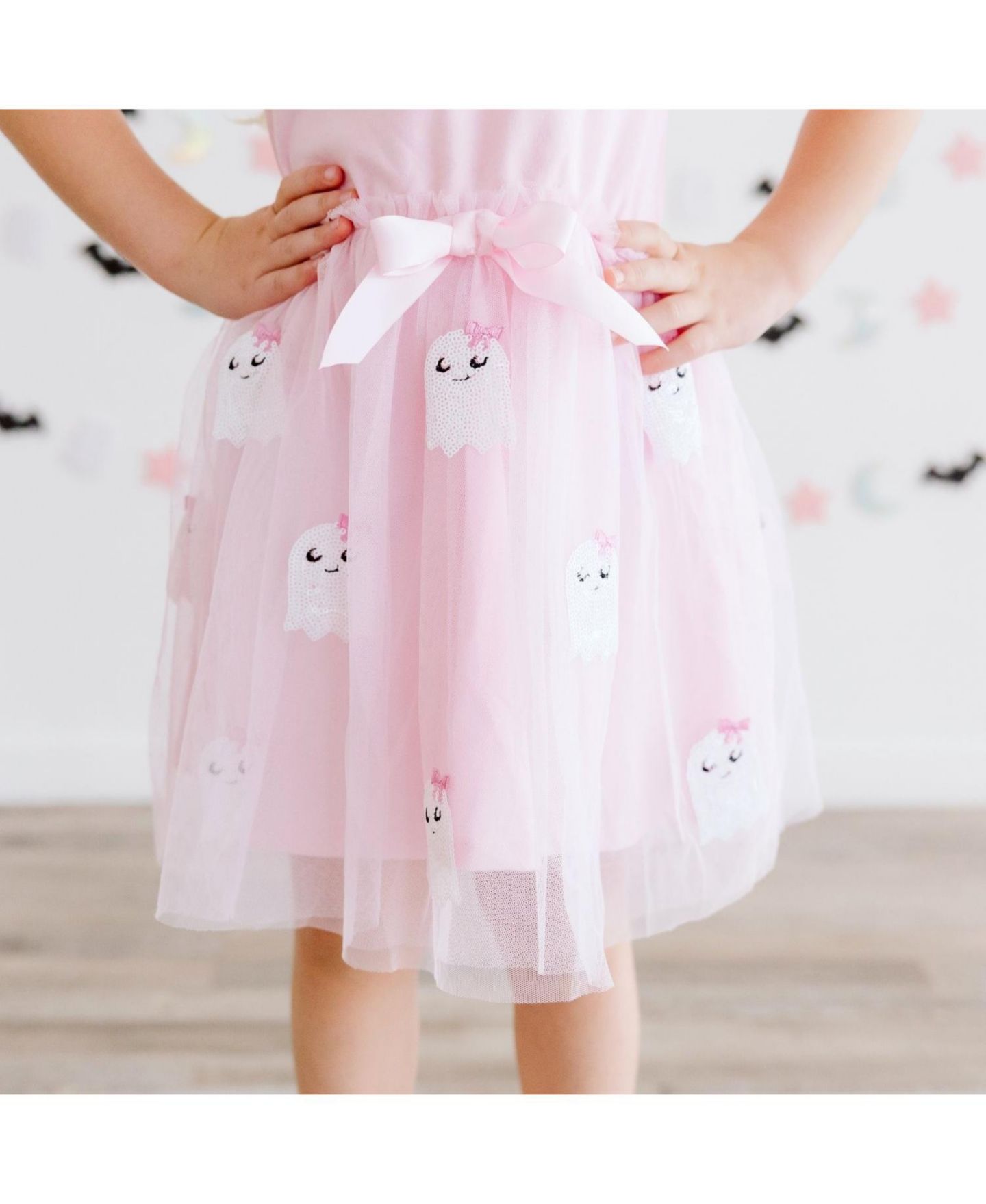 Платье Sweet Wink Boo Halloween Sequin Patch Tulle Tutu Dress для девочек, цвет: Розовый — фото 3