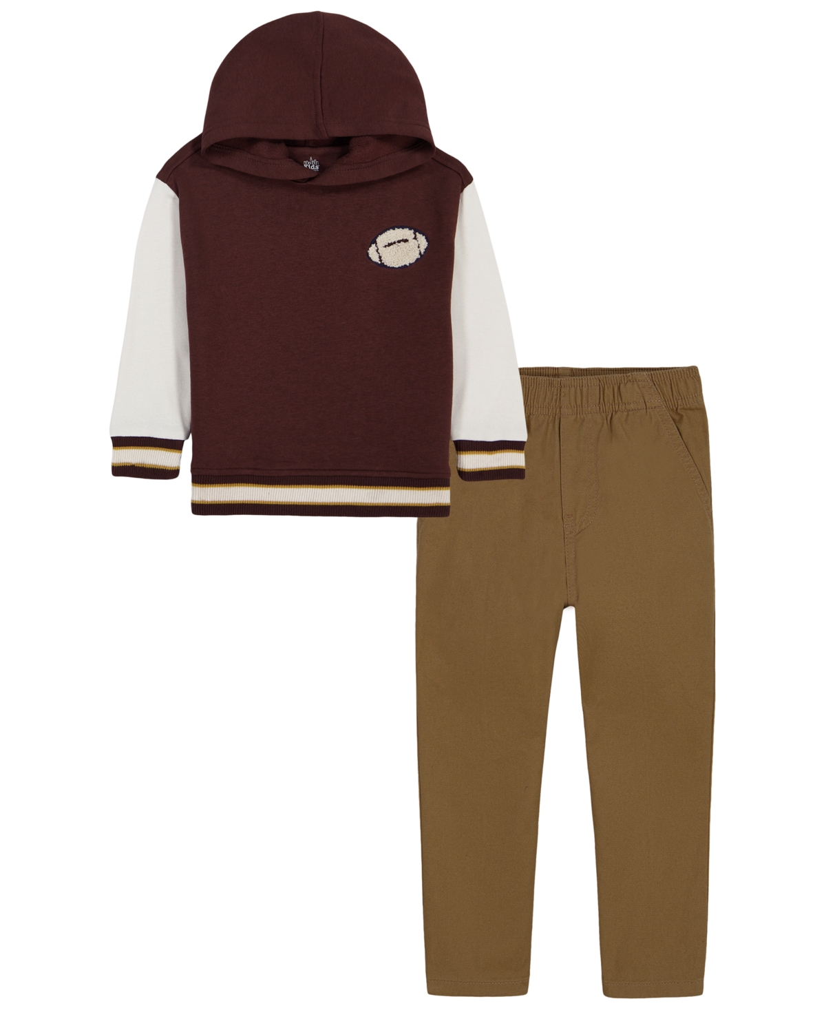 Kids Headquarters Toddler Boys' 2T-5T Football-Graphic Fleece Hooded Sweatshirt and Cargo Pants, 2-Piece Set