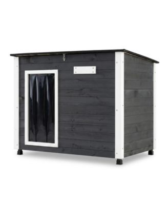 Outdoor Wooden Dog House with Openable Asphalt Roof and Removable Floor Panel