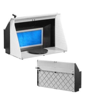 Portable Hobby Airbrush Paint Spray Booth Kit for Painting Arts Crafts Cakes, Dual Fans, 21.5 x 18.7 x 14.6 in, 3 LED, Exhaust Extension Hose