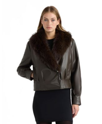 Women's Faux Wool Maxi Coat with Notch Collar and Studs