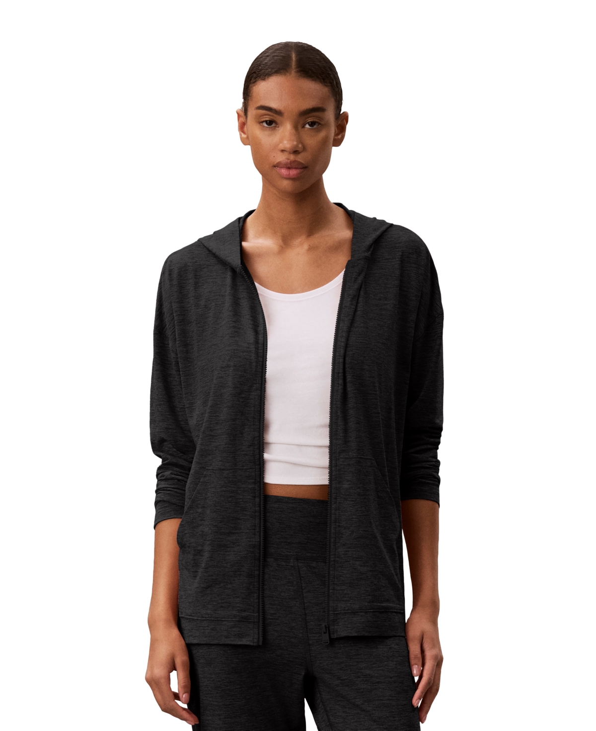 Calvin Klein Performance Women's Melange Lightweight Hooded Jacket - Black