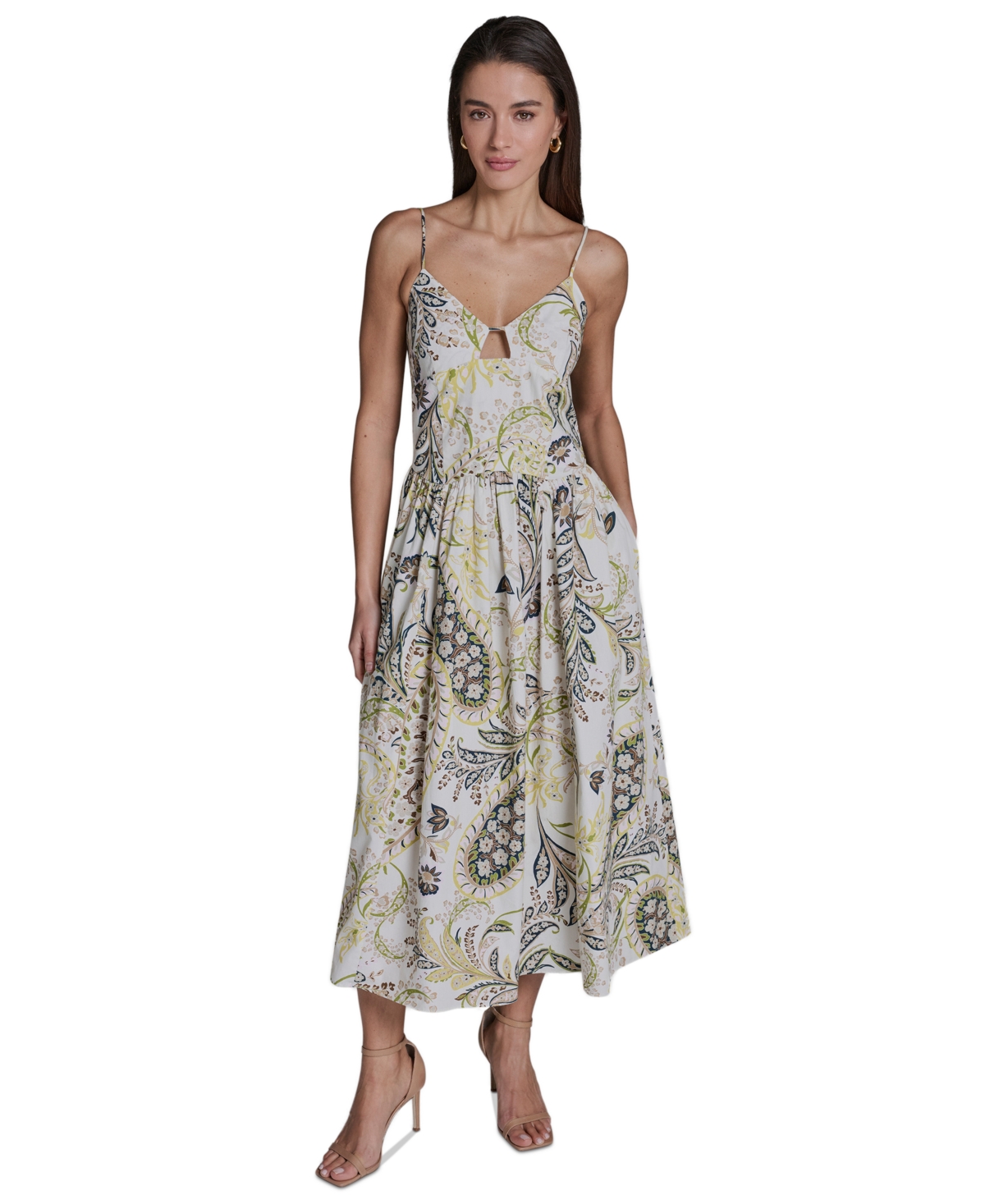 Bcbg Women's Paisley Spaghetti Strap Midi Dress
