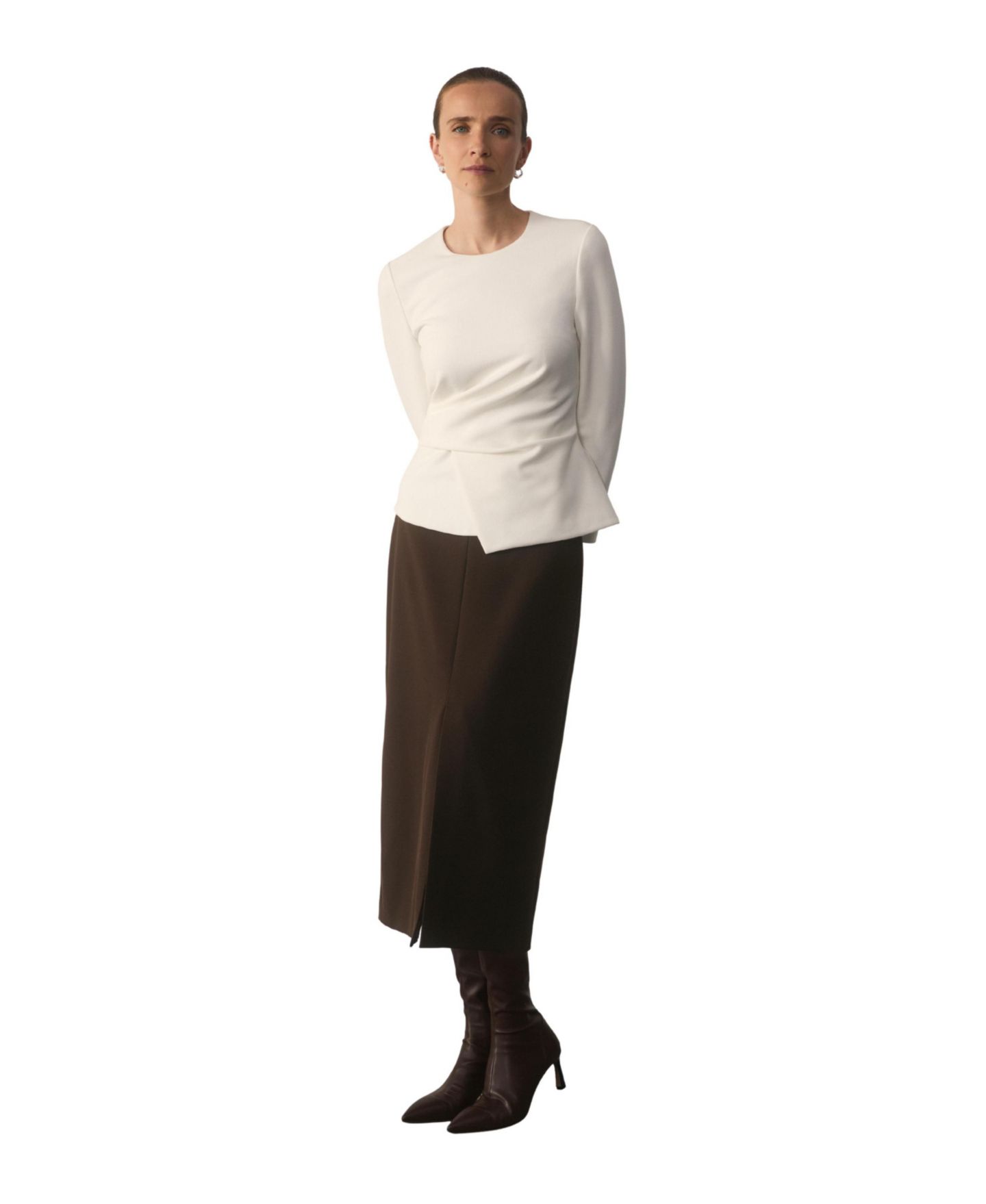 Женская блузка The Fold Malone Long-Sleeve Peplum, цвет: Белый — фото 6