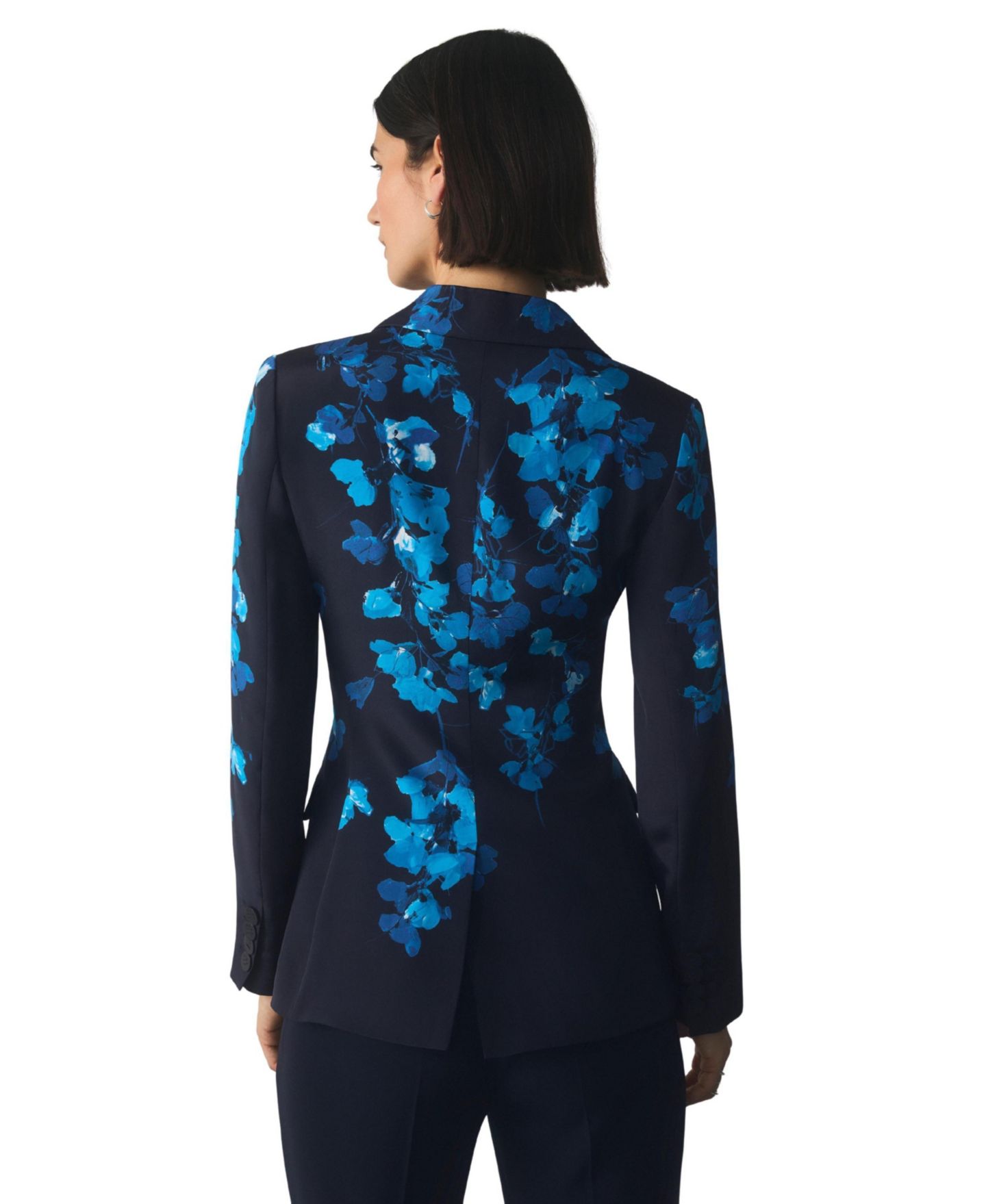 Женский пиджак The Fold Knighton Double-Breasted Floral-Print Silk Blazer, цвет: Тёмно-синий — фото 3