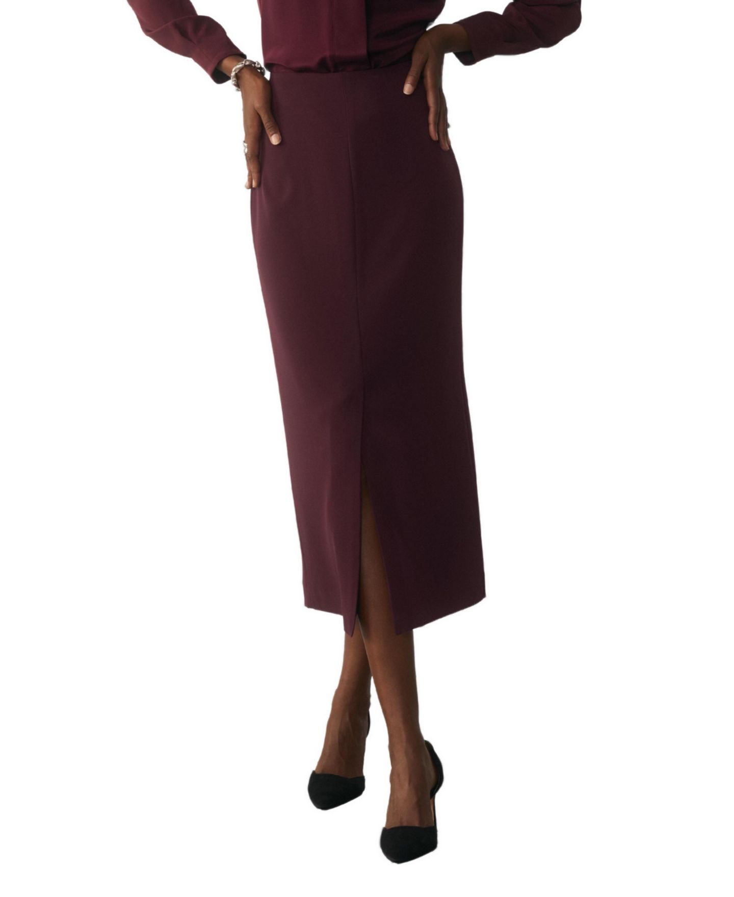 Женская юбка The Fold Oliena High-Waisted Midi Pencil, цвет: Фиолетовый — фото 1