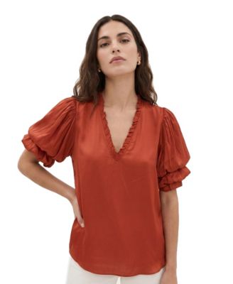 Women's Ruffle V-Neck Blouse