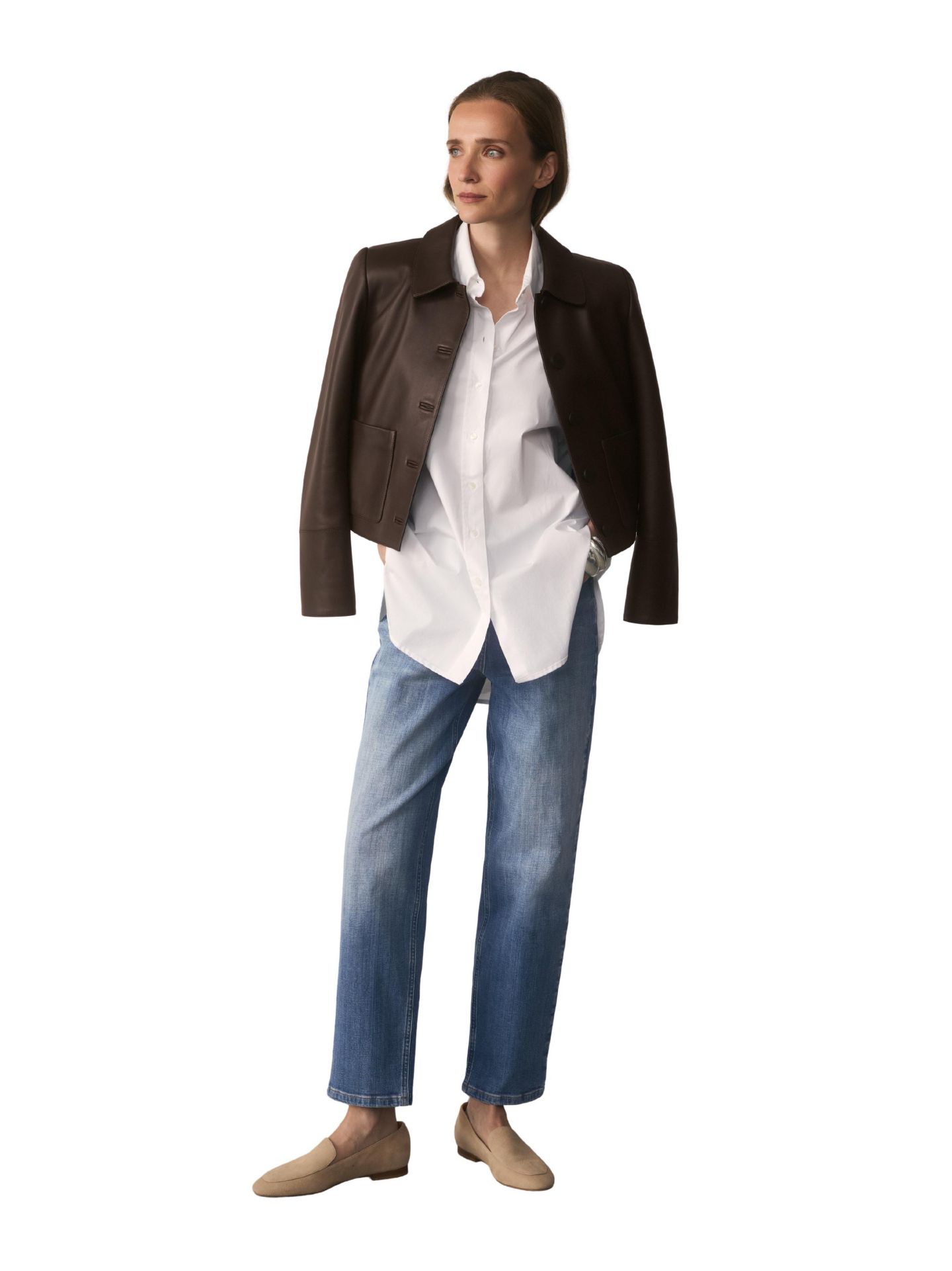 Женская рубашка The Fold Claudia Cotton-Blend Oversized Long-Sleeve Button-Down, цвет: Белый — фото 7