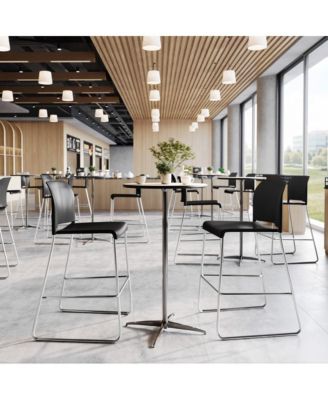 Calliope Set of 3 Stackable Office Reception Barstools with Chrome Sled Bases