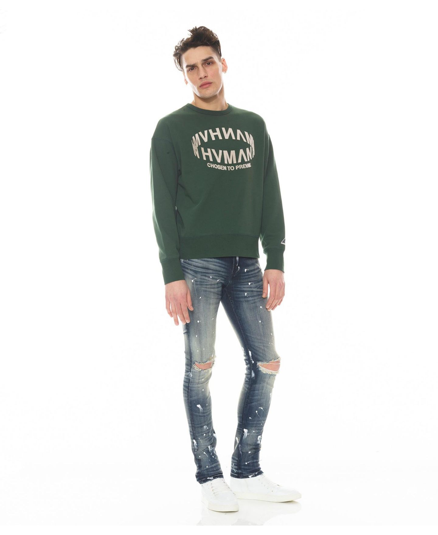 Мужские джинсы Hvman Chosen To Prevail x Cult Strat super skinny fit jean, цвет: Guac — фото 5