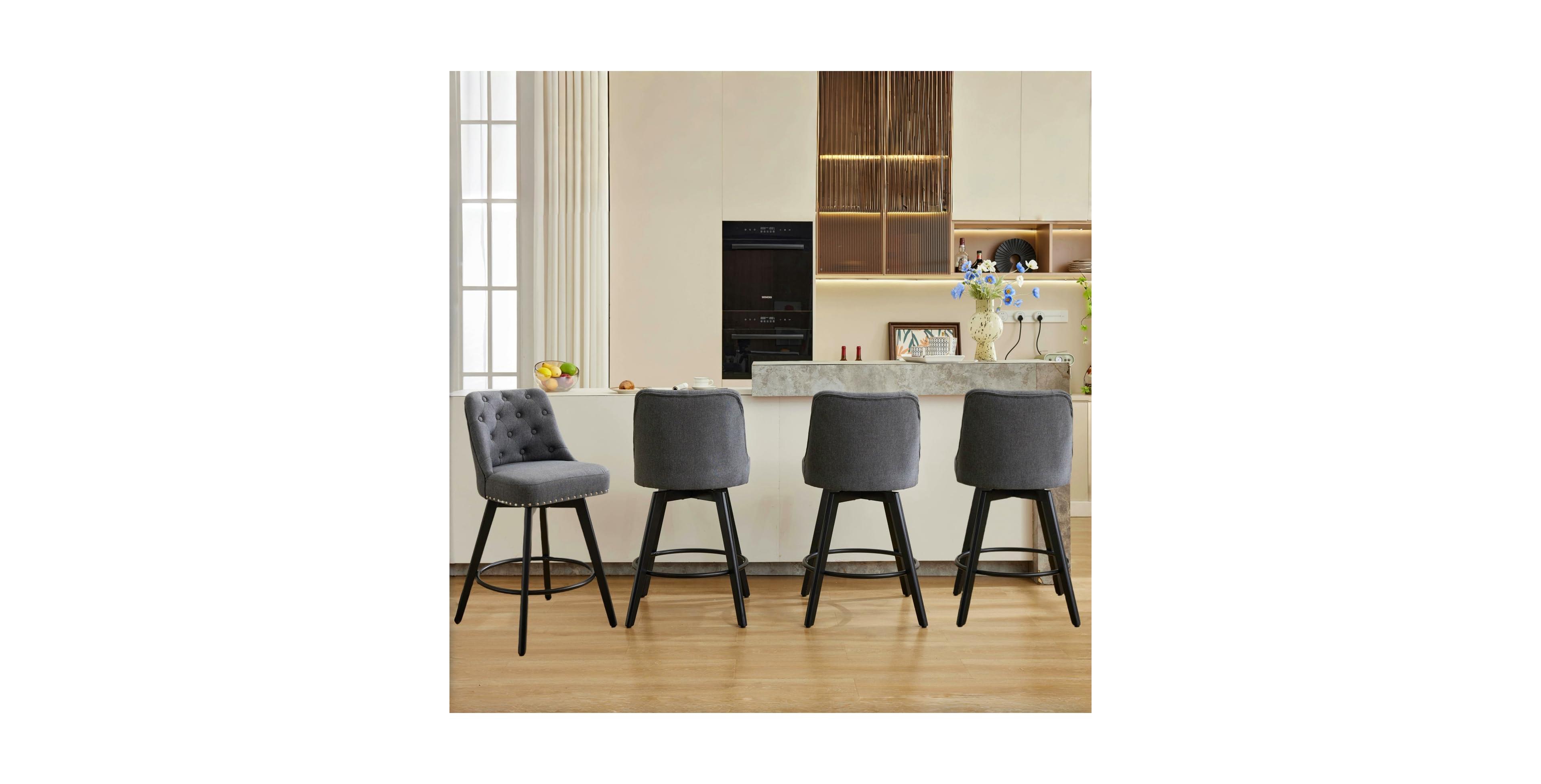 gaomon Swivel Counter Height Bar Stools Set of 4, Upholstered Barstools with Back, 330 Lbs Capacity for Kitchen Island, Home Bar