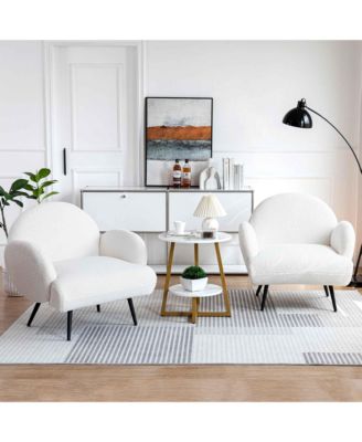 Teddy Upholstered Armchair, Modern Accent Chair with Metal Legs, Set of 2