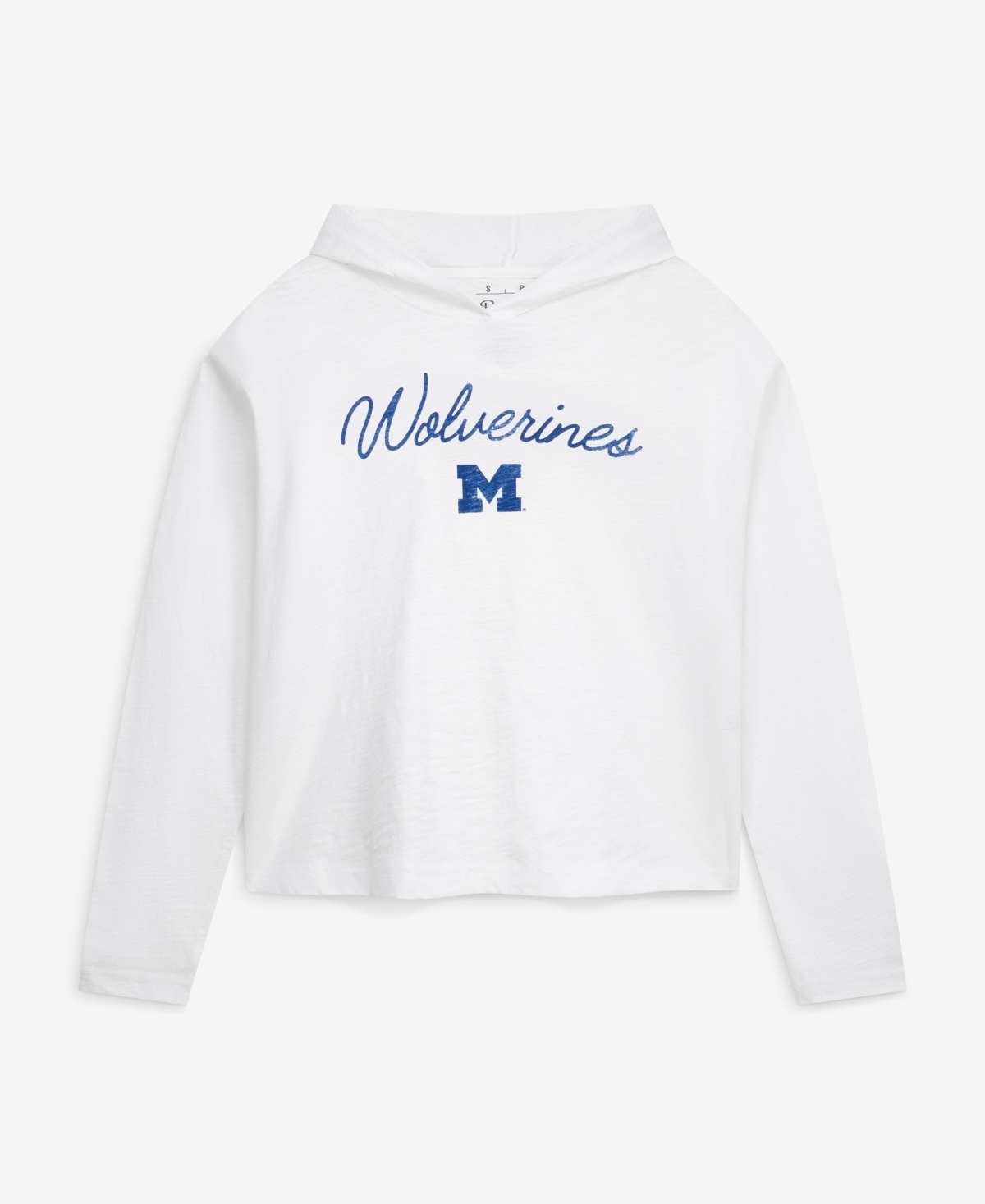 Pressbox Women's Michigan Wolverines Faye Hooded Slub Long-sleeve T-shirt In White
